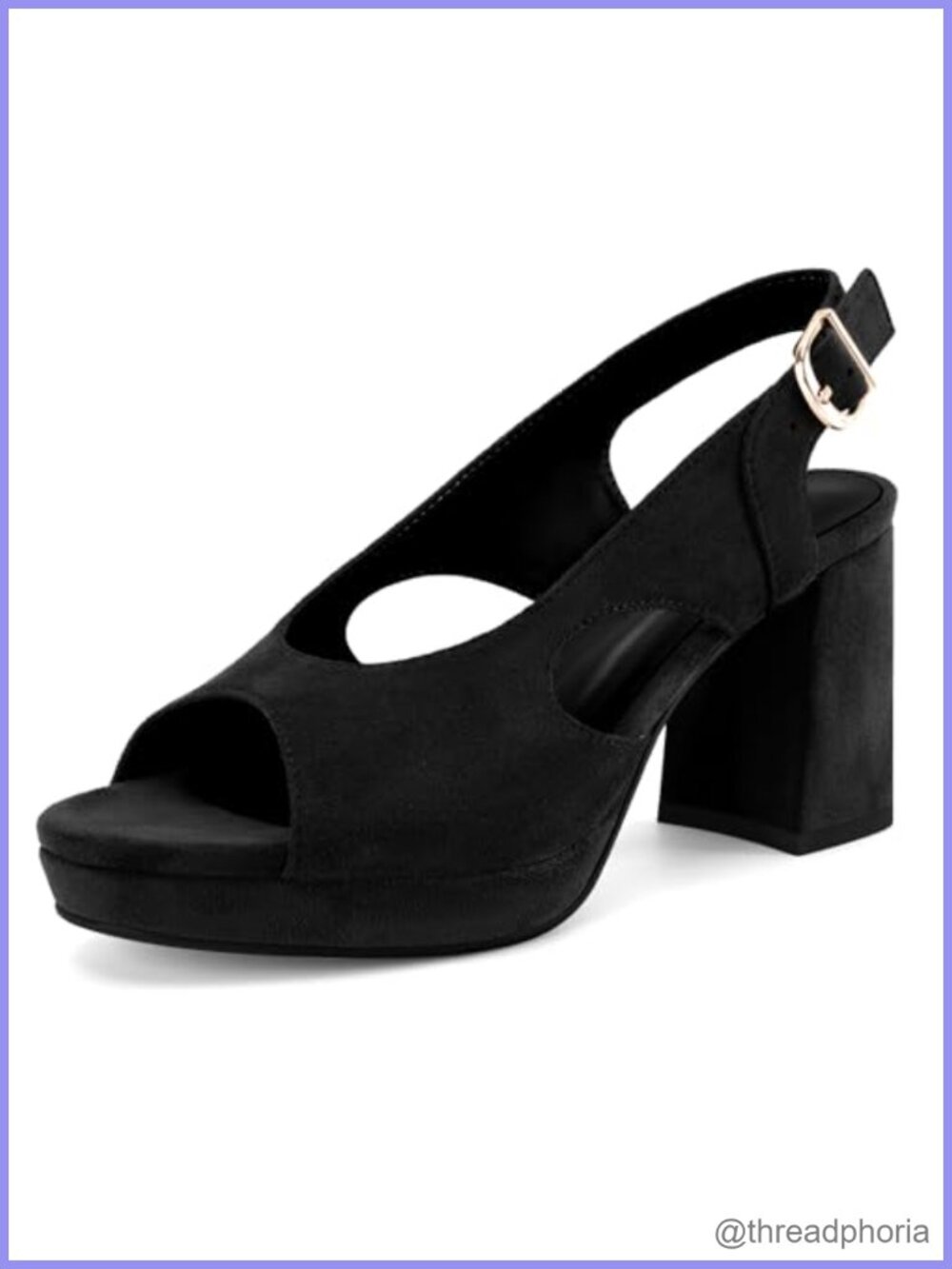 Women's Chunky Platform Slingback Heeled Sandals Block Peep Toe Buckle